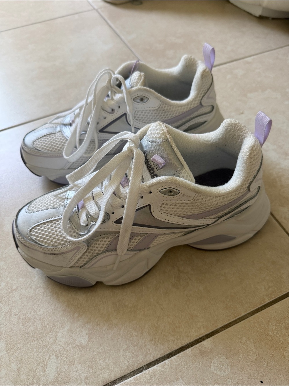 Reebok White with Light Purple Accent Women's Athletic Shoes